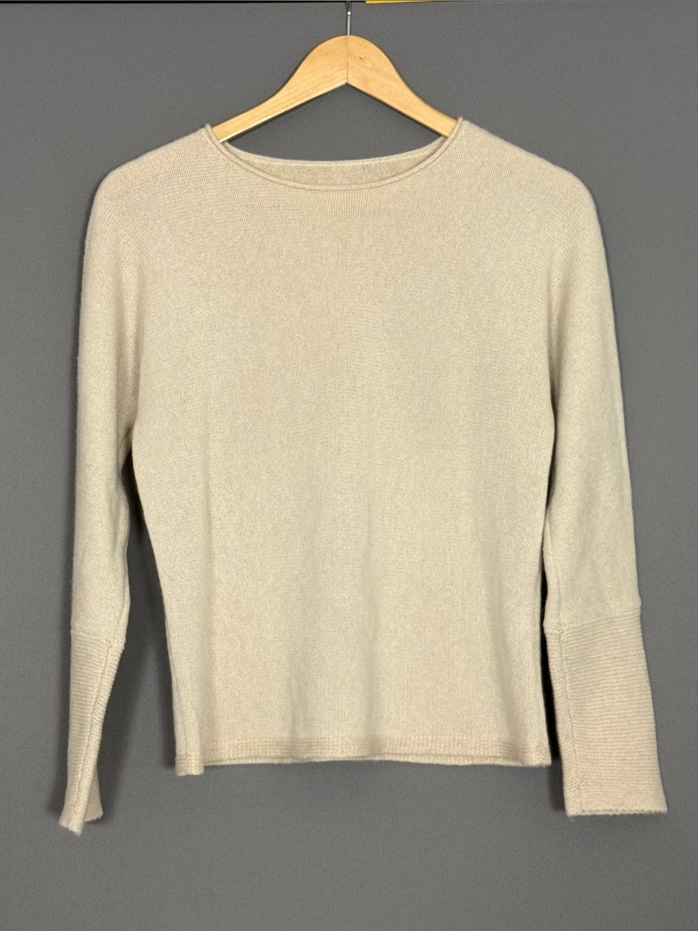 Eileen Fisher Lofty Recycled Cashmere Bateau Neck Sweater Ivory Quiet Luxury XS